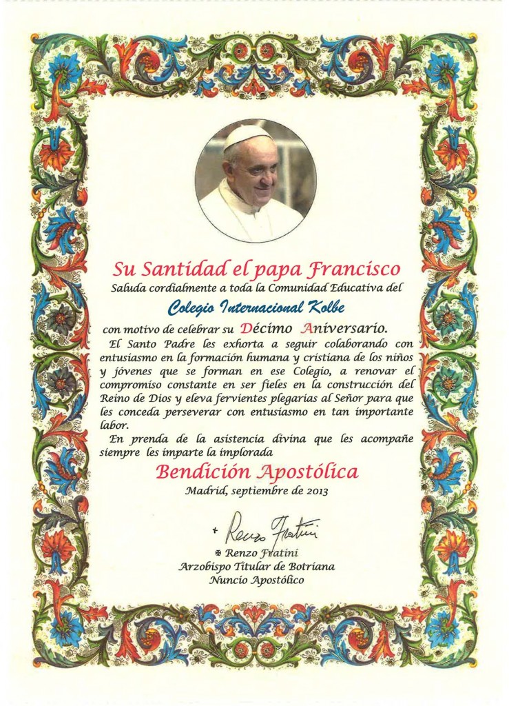 Bendición del Papa Francisco
