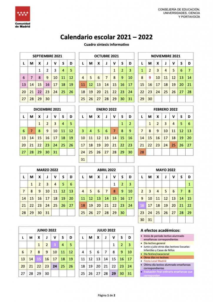 CALENDARIO ESCOLAR COLEGIO INTERNACIONAL KOLBE