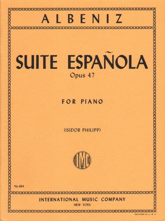 Portada de la partitura de la Suite española op. 47 de Albéniz